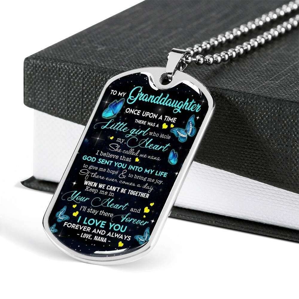 Granddaughter Dog Tag, Love You Forever And Always Dog Tag Military Chain Necklace For Granddaughter Gifts For Daughter Rakva