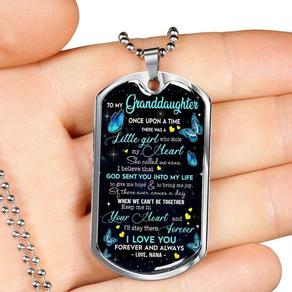 Granddaughter Dog Tag, Love You Forever And Always Dog Tag Military Chain Necklace For Granddaughter Gifts For Daughter Rakva