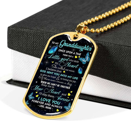 Granddaughter Dog Tag, Love You Forever And Always Dog Tag Military Chain Necklace For Granddaughter Gifts For Daughter Rakva