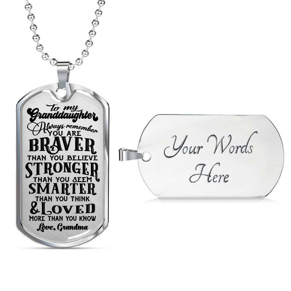 Granddaughter Dog Tag, Loved More Than You Know Grandma Giving Granddaughter Dog Tag Military Chain Necklace Gifts For Daughter Rakva