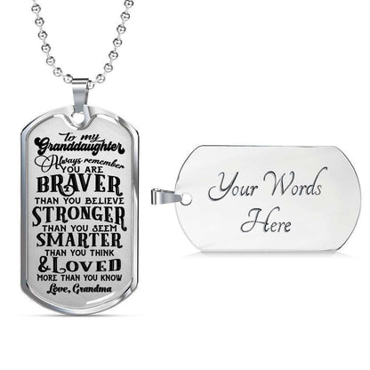 Granddaughter Dog Tag, Loved More Than You Know Grandma Giving Granddaughter Dog Tag Military Chain Necklace Gifts For Daughter Rakva