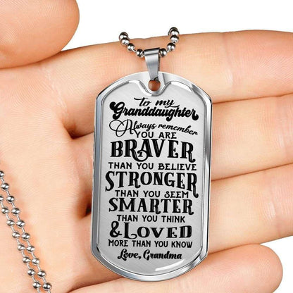 Granddaughter Dog Tag, Loved More Than You Know Grandma Giving Granddaughter Dog Tag Military Chain Necklace Gifts For Daughter Rakva