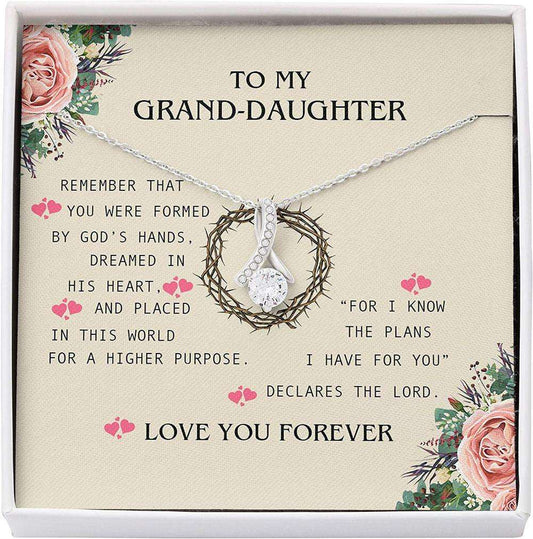 Granddaughter Necklace Gifts, Rose Flower God’S Hand Lord Plan Love Forever Necklace Gifts For Daughter Rakva