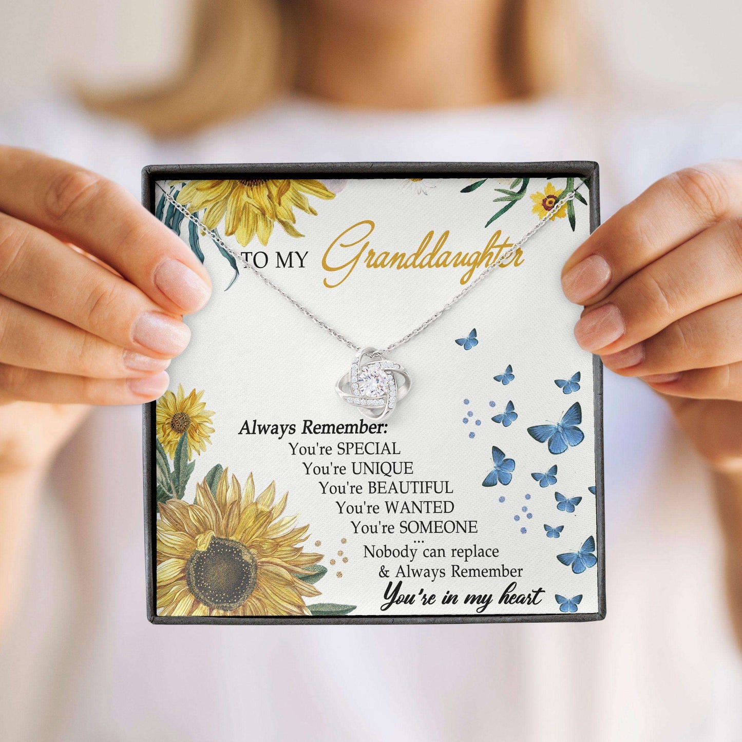 Granddaughter Necklace, Love Knots “ To My Granddaughter Necklace Gift Gifts For Daughter Rakva