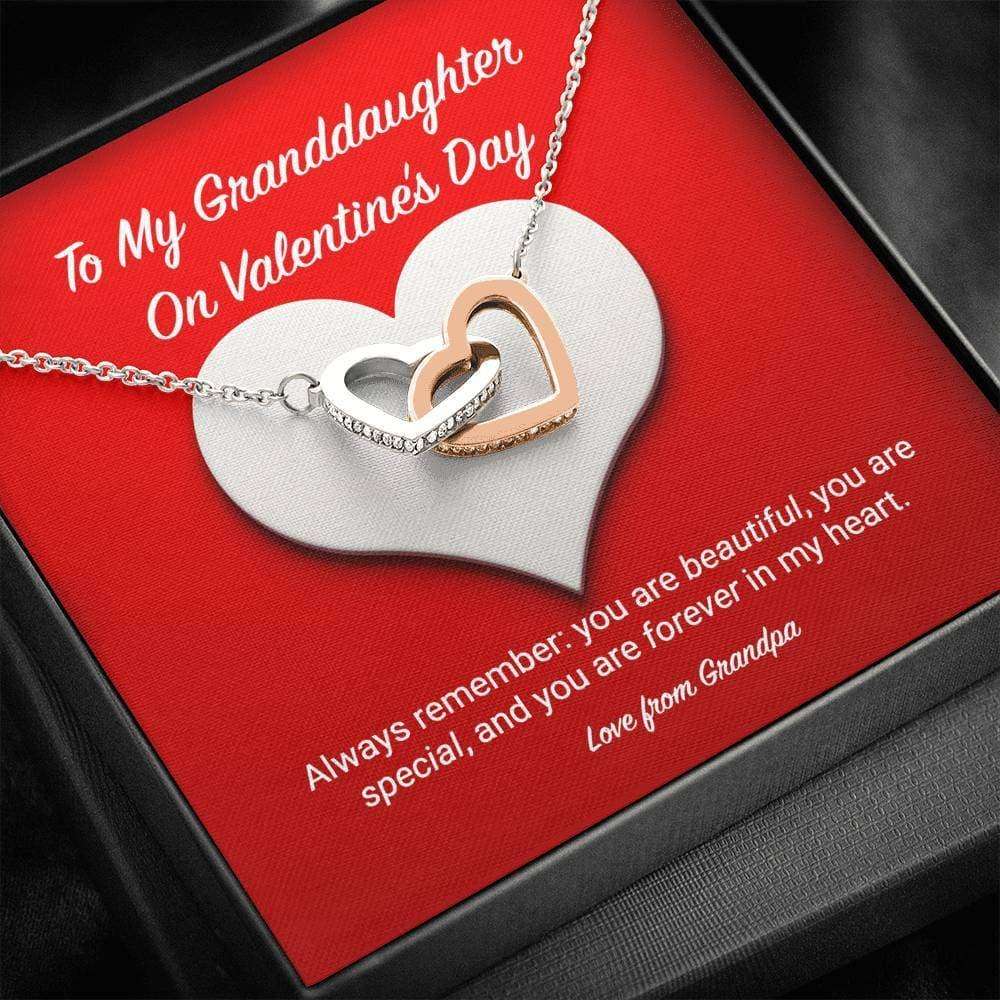 Granddaughter Necklace, To My Granddaughter From Grandpa Valentine’S Day Interlocking Hearts Necklace Gifts For Daughter Rakva