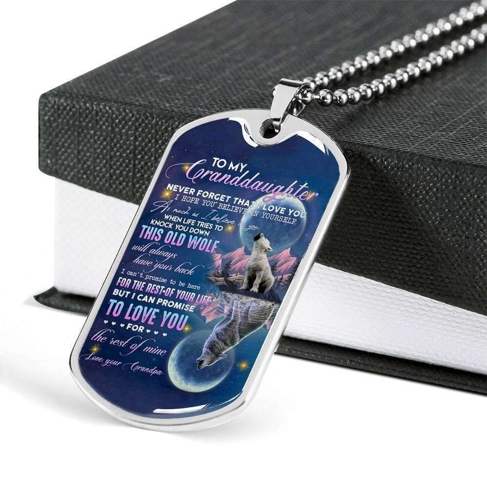 Granddaugther Dog Tag Custom Picture, Grandpa Giving Granddaughter Dog Tag Necklace Love You For The Rest Of Mine Gifts For Daughter Rakva
