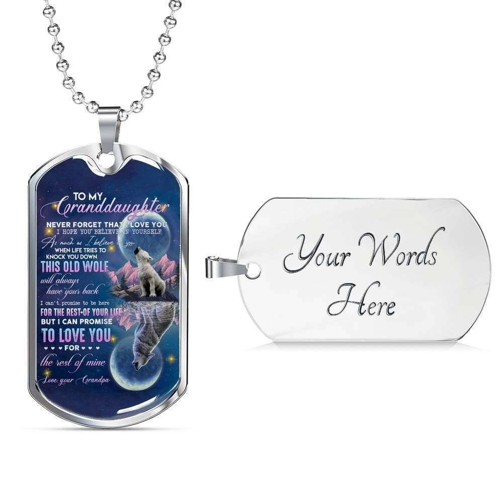 Granddaugther Dog Tag Custom Picture, Grandpa Giving Granddaughter Dog Tag Necklace Love You For The Rest Of Mine Gifts For Daughter Rakva