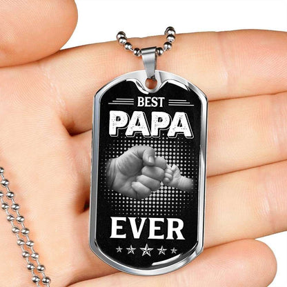 Grandfather Dog Tag, Custom Best Papa Ever Dog Tag Military Chain Necklace Gift For Dad Dog Tag Father's Day Rakva