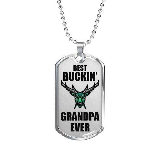 Grandfather Dog Tag Custom Picture, Best Buckin Grandpa Ever Dog Tag Necklace For Grandpa Father's Day Rakva