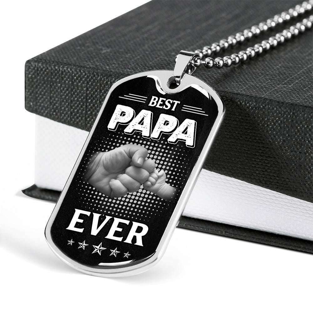 Grandfather Dog Tag, Custom Picture Best Papa Ever Dog Tag Military Chain Necklace Gift For Dad Dog Tag Gifts for dad Rakva