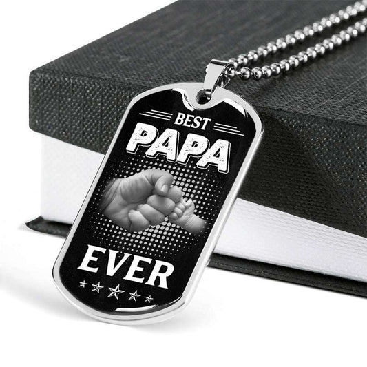 Grandfather Dog Tag, Custom Picture Best Papa Ever Dog Tag Military Chain Necklace Gift For Dad Dog Tag Gifts for dad Rakva