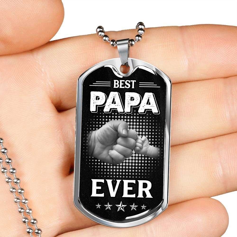 Grandfather Dog Tag, Custom Picture Best Papa Ever Dog Tag Military Chain Necklace Gift For Dad Dog Tag Gifts for dad Rakva