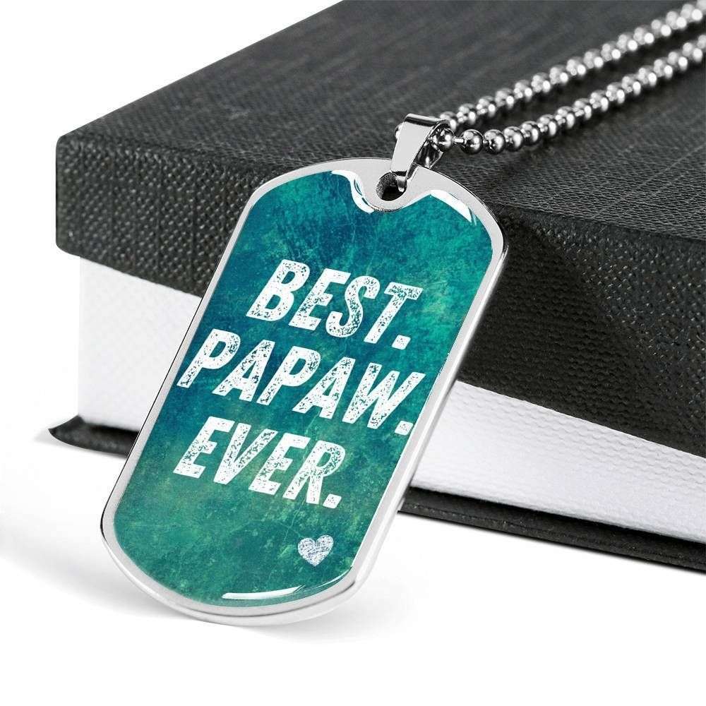 Grandfather Dog Tag Custom Picture, Best Papaw Ever Dog Tag Necklace Giving Men Father's Day Rakva