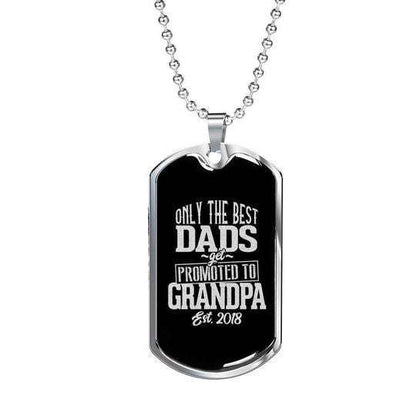 Grandfather Dog Tag Custom Picture Father’S Day, Only The Best Dads Get Promoted To Grandpa Dog Tag Necklace For Dad Father's Day Rakva