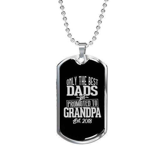 Grandfather Dog Tag Custom Picture Father’S Day, Only The Best Dads Get Promoted To Grandpa Dog Tag Necklace For Dad Father's Day Rakva