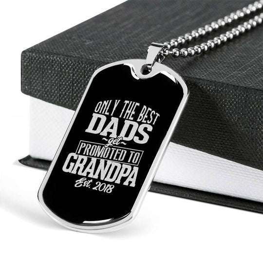 Grandfather Dog Tag Custom Picture Father’S Day, Only The Best Dads Get Promoted To Grandpa Dog Tag Necklace For Dad Father's Day Rakva