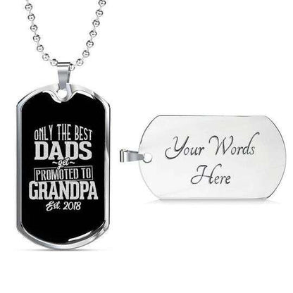Grandfather Dog Tag Custom Picture Father’S Day, Only The Best Dads Get Promoted To Grandpa Dog Tag Necklace For Dad Father's Day Rakva
