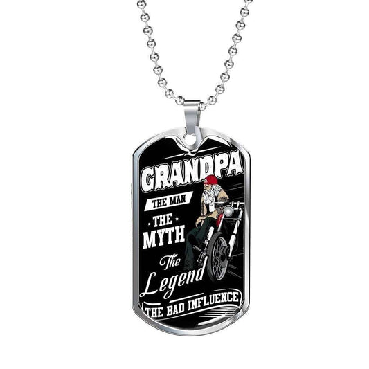Grandfather Dog Tag Custom Picture, Grandpa The Man The Myth The Legend Dog Tag Necklace For Grandpa Father's Day Rakva