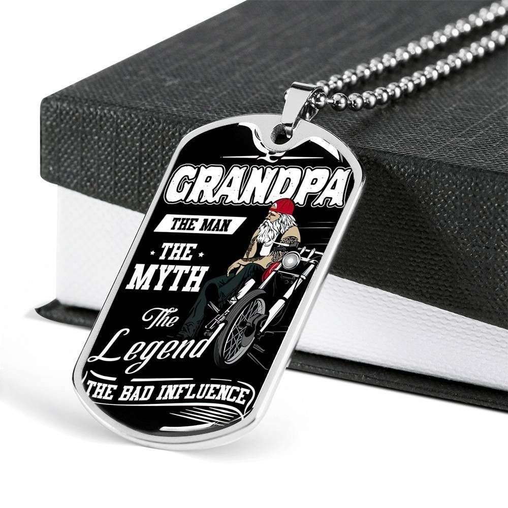Grandfather Dog Tag Custom Picture, Grandpa The Man The Myth The Legend Dog Tag Necklace For Grandpa Father's Day Rakva
