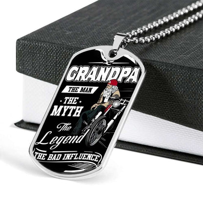 Grandfather Dog Tag Custom Picture, Grandpa The Man The Myth The Legend Dog Tag Necklace For Grandpa Father's Day Rakva