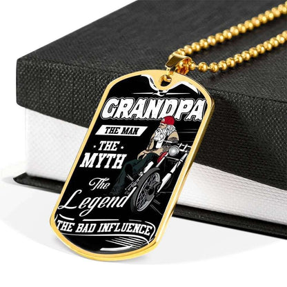 Grandfather Dog Tag Custom Picture, Grandpa The Man The Myth The Legend Dog Tag Necklace For Grandpa Father's Day Rakva