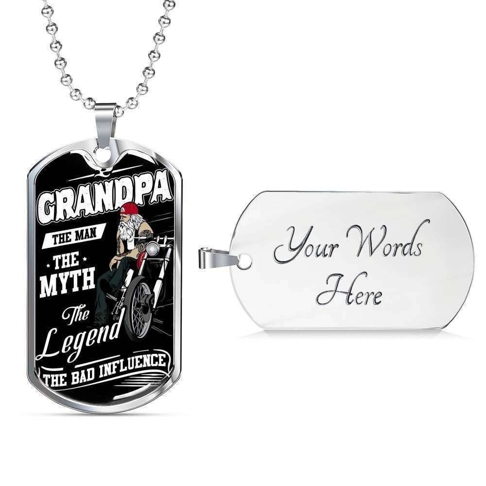 Grandfather Dog Tag Custom Picture, Grandpa The Man The Myth The Legend Dog Tag Necklace For Grandpa Father's Day Rakva