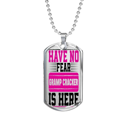 Grandfather Dog Tag Custom Picture, Have No Fear Gramp Cracker Is Here Dog Tag Necklace For Men Father's Day Rakva