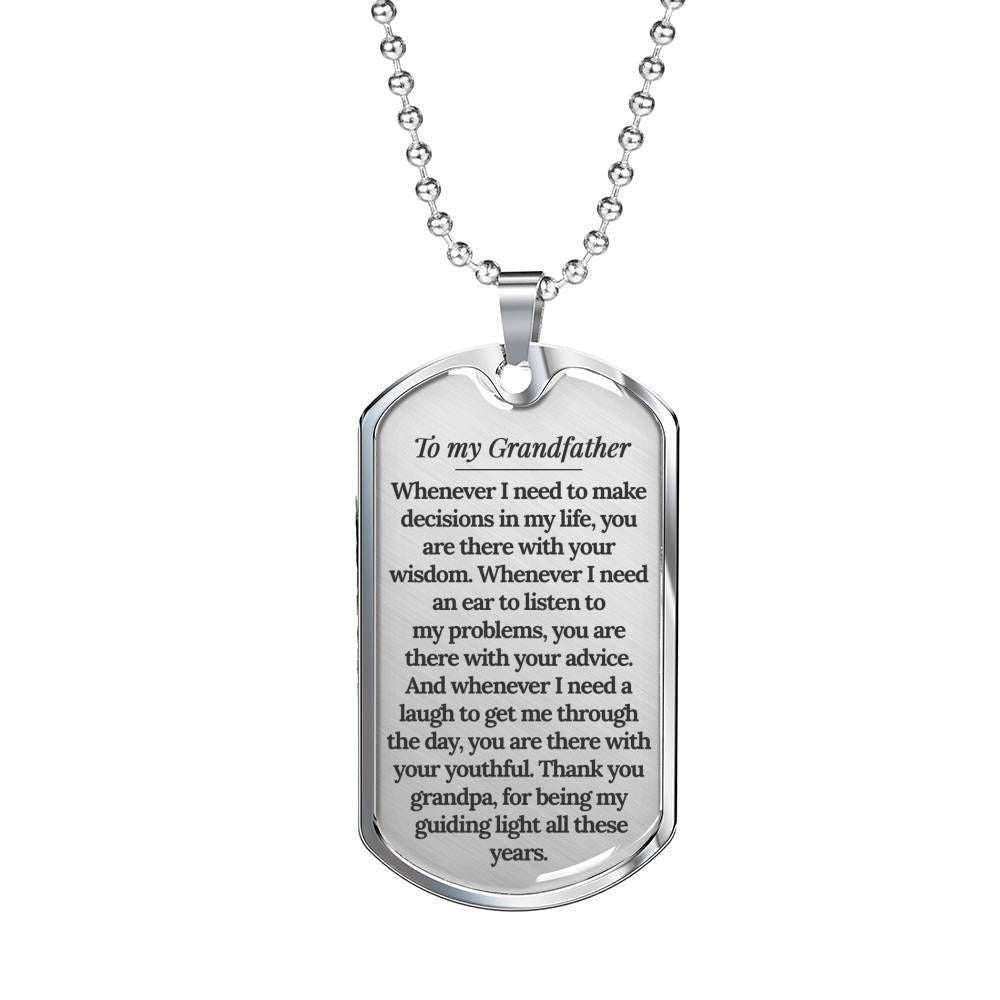 Grandfather Dog Tag, Custom Picture Thanks For Being My Guiding Light All These Years Dog Tag Military Chain For Grandfather Rakva