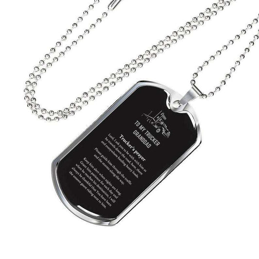 Grandfather Dog Tag, Trucker Gift For Grandfather. Father’S Day Dog Tag For Him. Trucker’S Prayer Dog Tag Father's Day Rakva