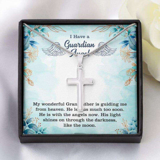 Grandfather Guardian Angel Necklace “ In Memory Of Grandfather “ Forever Faithful Cross Necklace Rakva