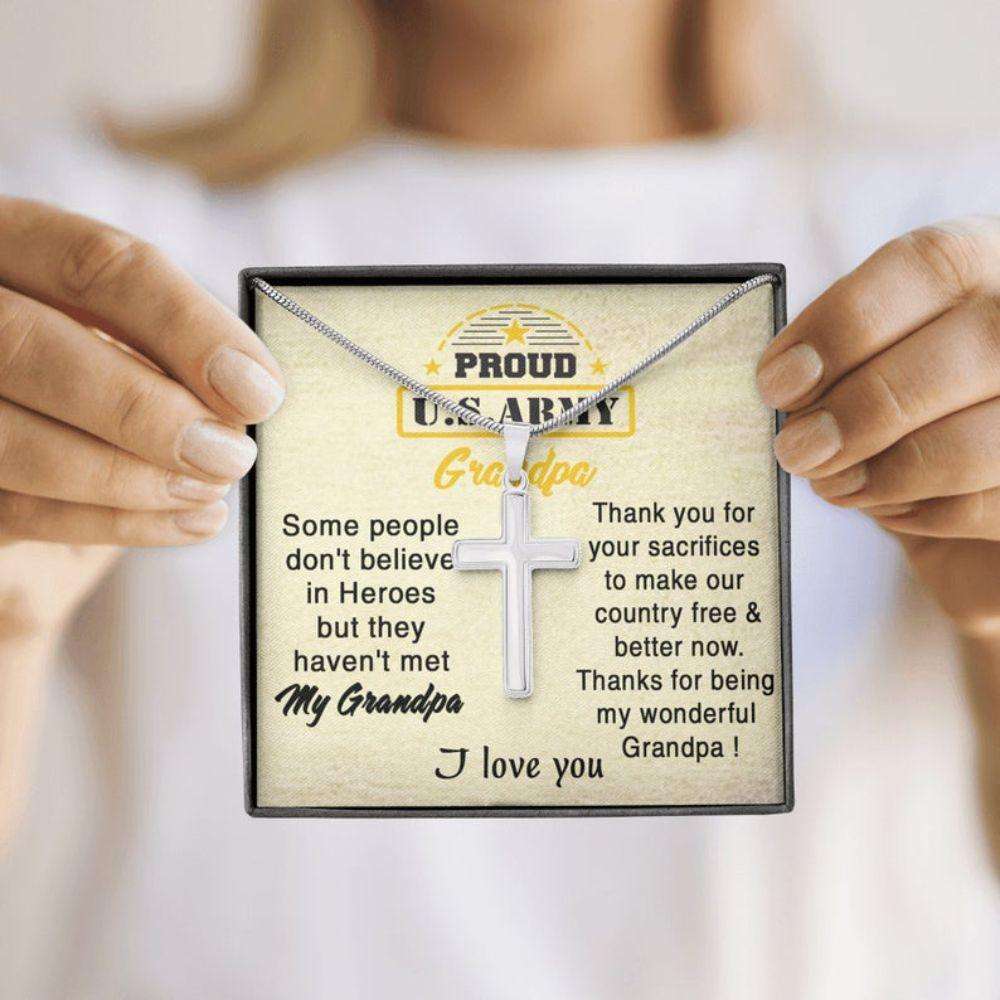 Grandfather Necklace, Proud Army Grandpa Necklace, Independence Day Gift For Grandpa, Rakva