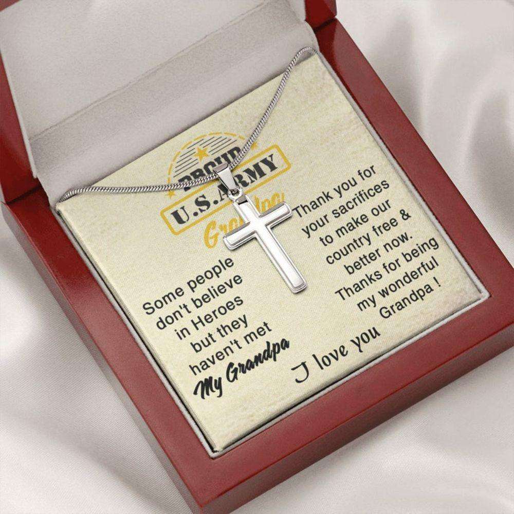 Grandfather Necklace, Proud Army Grandpa Necklace, Independence Day Gift For Grandpa, Rakva