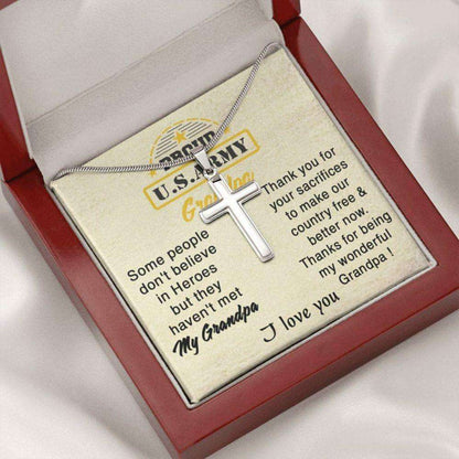 Grandfather Necklace, Proud Army Grandpa Necklace, Independence Day Gift For Grandpa, Rakva