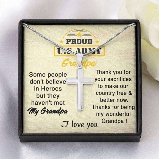 Grandfather Necklace, Proud Army Grandpa Necklace, Independence Day Gift For Grandpa, Thank You Grandpa Gift Rakva