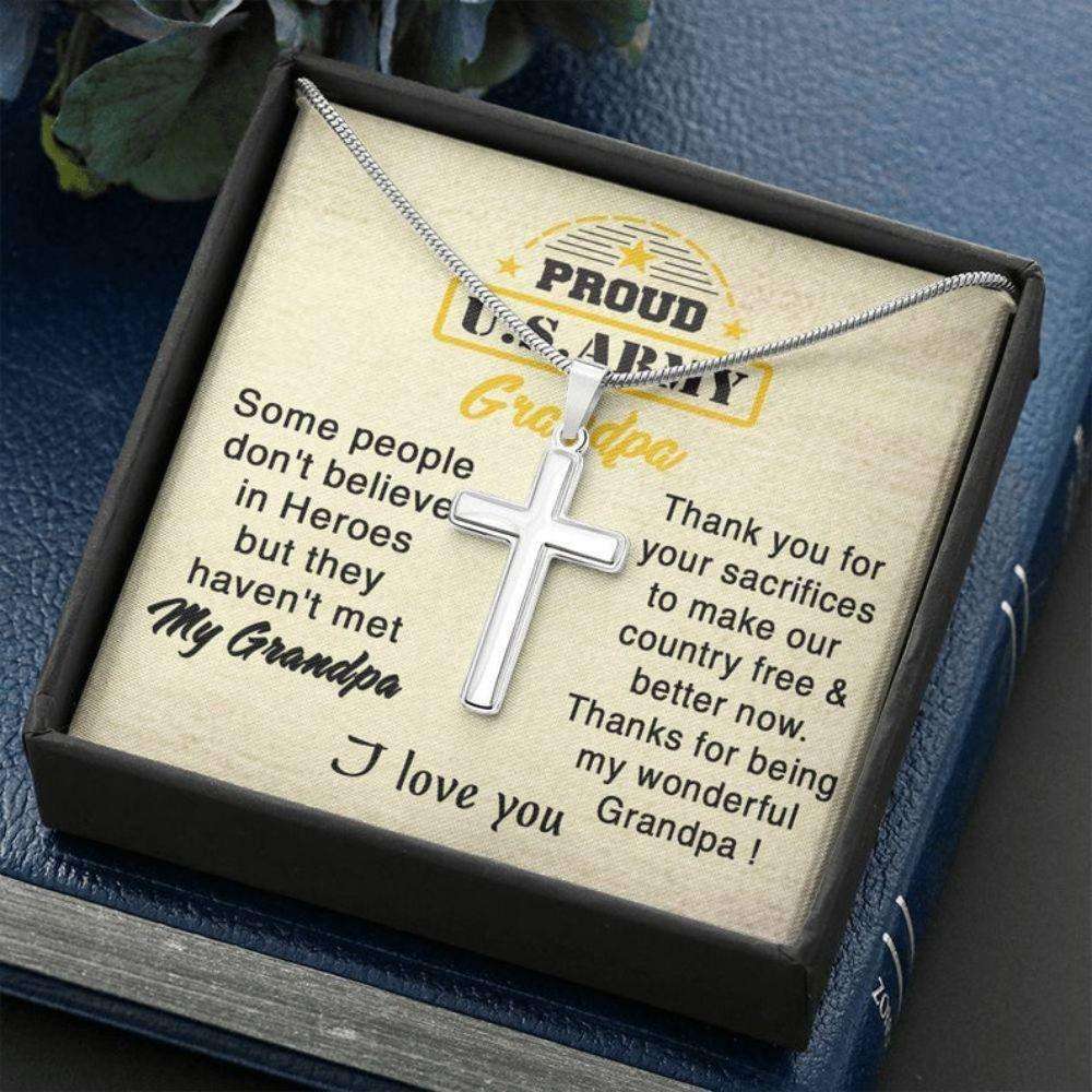 Grandfather Necklace, Proud Army Grandpa Necklace, Independence Day Gift For Grandpa, Thank You Grandpa Gift Rakva