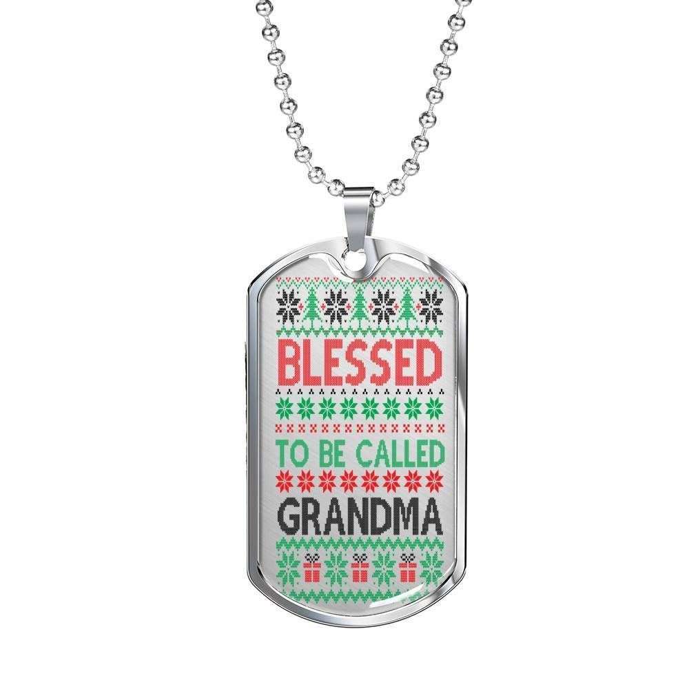 Grandmother Dog Tag Custom Picture, Blessed To Be Called Grandma Dog Tag Necklace For Grandma Gifts for Grandmother Rakva