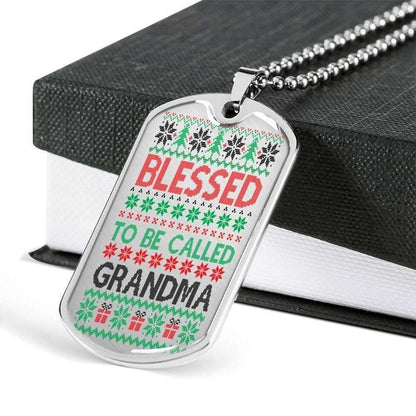 Grandmother Dog Tag Custom Picture, Blessed To Be Called Grandma Dog Tag Necklace For Grandma Gifts for Grandmother Rakva