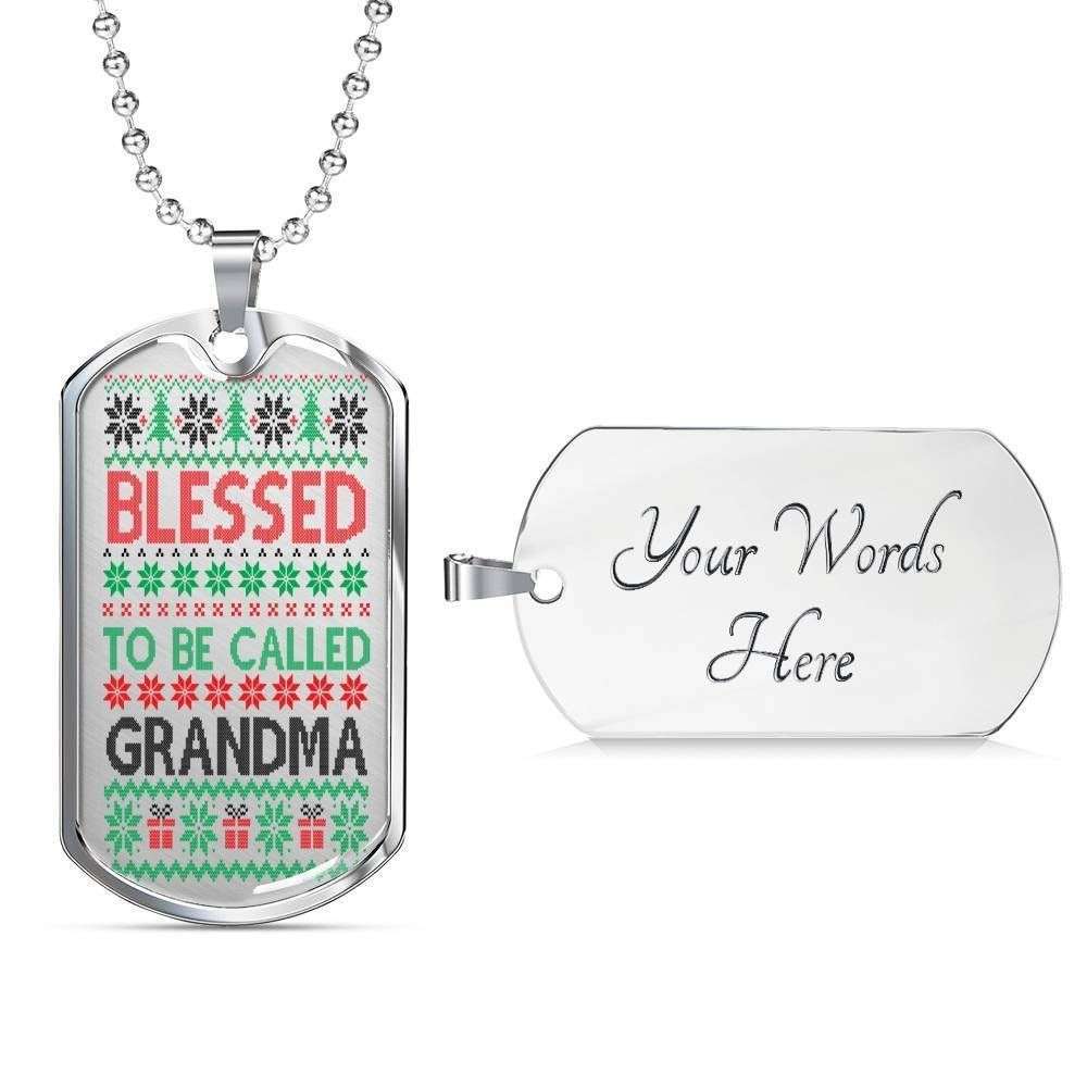 Grandmother Dog Tag Custom Picture, Blessed To Be Called Grandma Dog Tag Necklace For Grandma Gifts for Grandmother Rakva