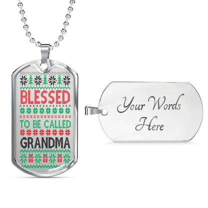 Grandmother Dog Tag Custom Picture, Blessed To Be Called Grandma Dog Tag Necklace For Grandma Gifts for Grandmother Rakva