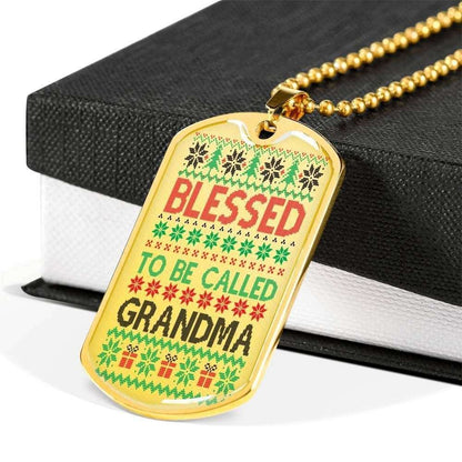 Grandmother Dog Tag Custom Picture, Blessed To Be Called Grandma Dog Tag Necklace For Grandma Gifts for Grandmother Rakva