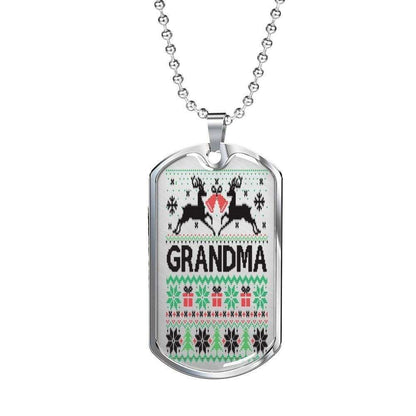 Grandmother Dog Tag, Grandma Merry Christmas Dog Tag Necklace For Grandma Gifts for Grandmother Rakva