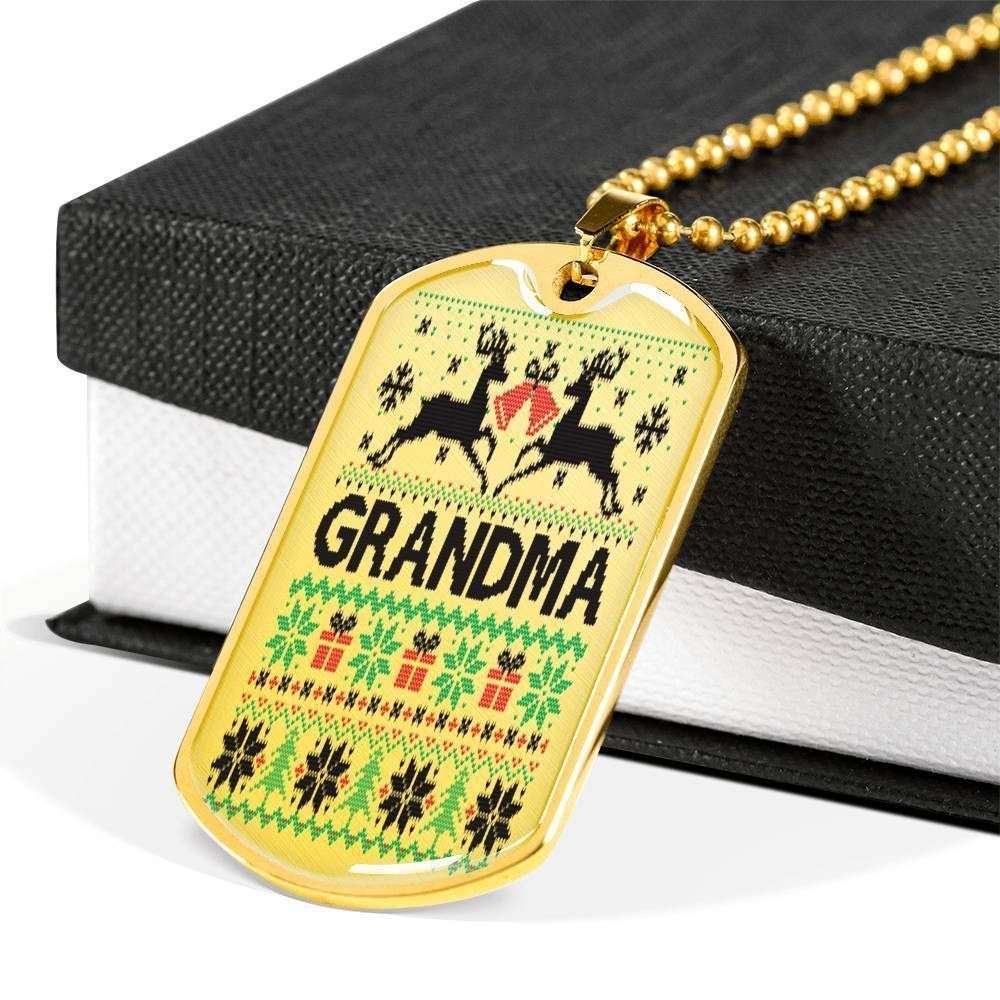 Grandmother Dog Tag, Grandma Merry Christmas Dog Tag Necklace For Grandma Gifts for Grandmother Rakva