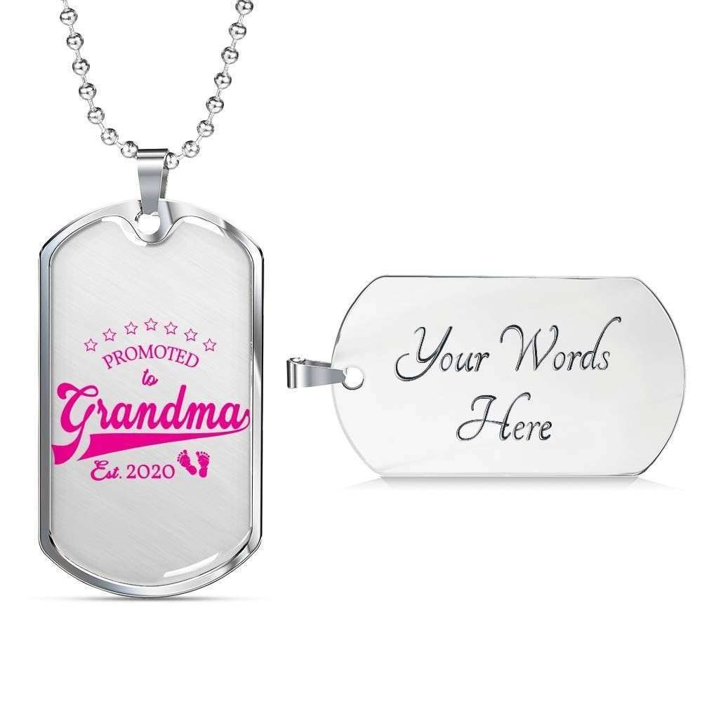 Grandmother Dog Tag, Promoted To Grandma Luxury Military Dog Tag Military Chain Necklace For Grandma Gifts for Grandmother Rakva