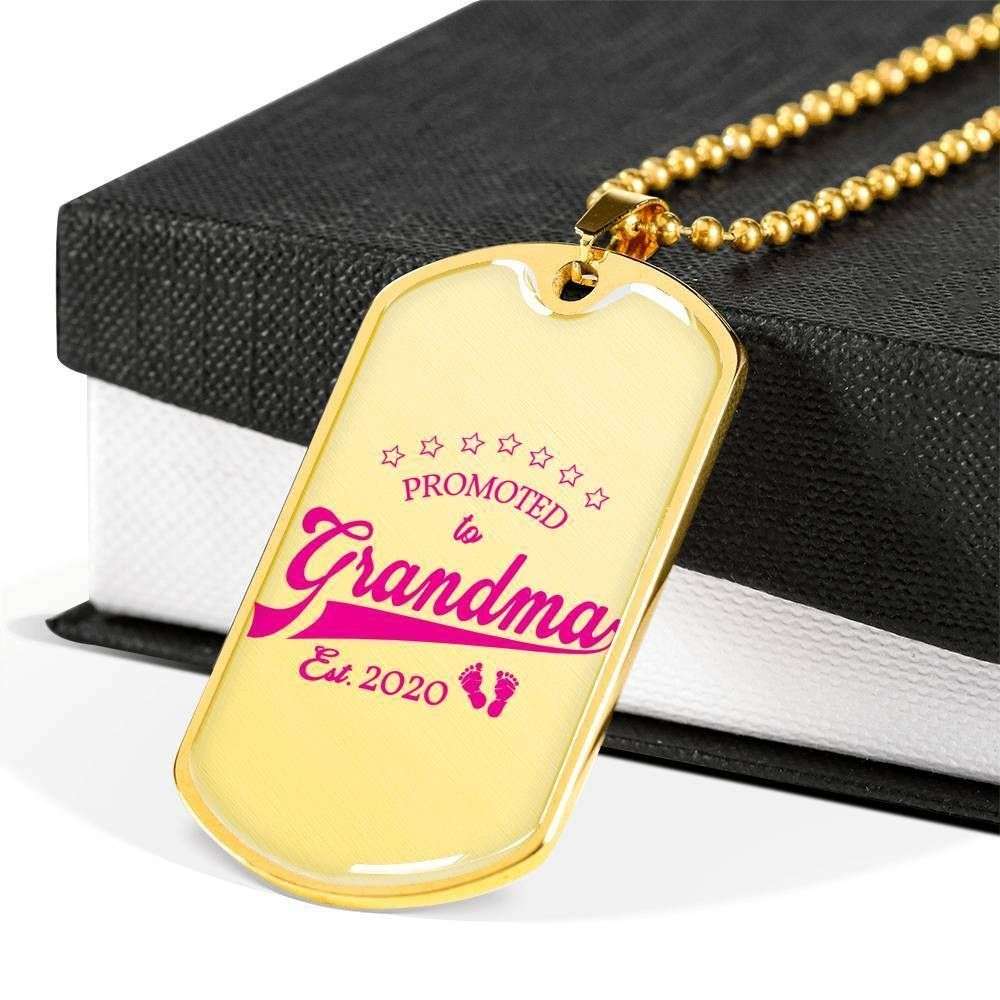 Grandmother Dog Tag, Promoted To Grandma Luxury Military Dog Tag Military Chain Necklace For Grandma Gifts for Grandmother Rakva