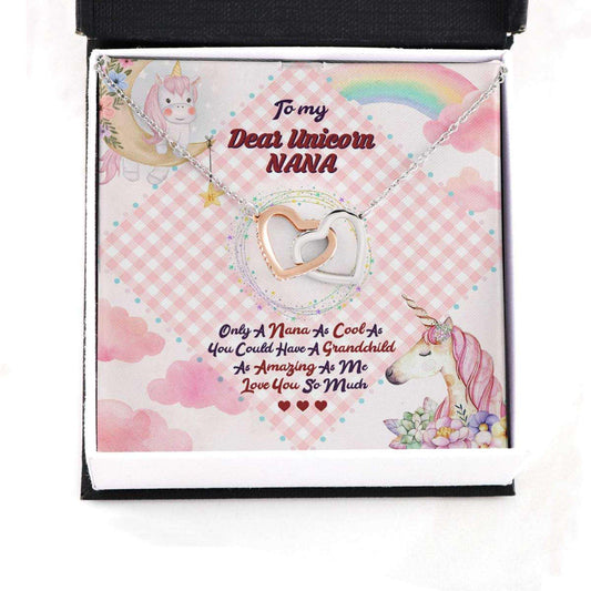 Grandmother Necklace, Colorful Present For Your Lovely Grandma On Mother’S Day With Unicorns And Interlocking Hearts Necklaces Gifts for Grandmother Rakva