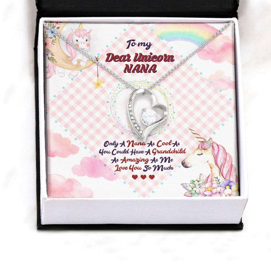 Grandmother Necklace, Colorful Present For Your Lovely Grandma On Mother’S Day With Unicorns And Rainbow Forever Love Necklaces Gifts for Grandmother Rakva