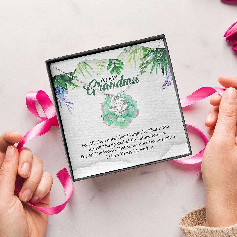 Grandmother Necklace, Necklace For Grandma “ To My Grandma Love Knot Necklace With Gift Box Gifts for Grandmother Rakva