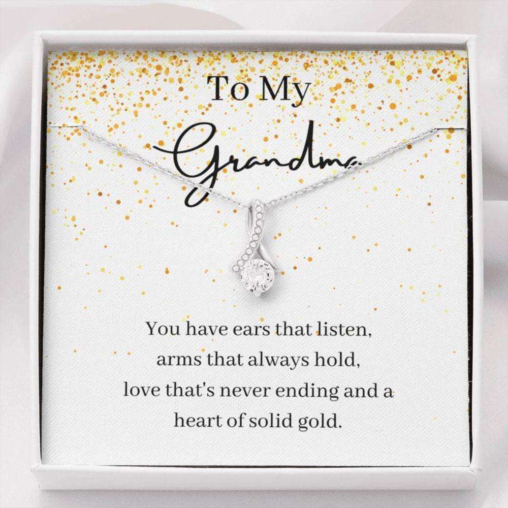 Grandmother Necklace, To My Grandma Necklace Gift, Heart Of Gold, Petit Ribbon Necklace Gifts for Grandmother Rakva