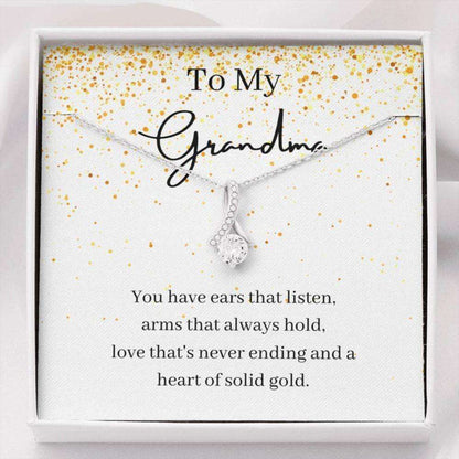 Grandmother Necklace, To My Grandma Necklace Gift, Heart Of Gold, Petit Ribbon Necklace Gifts for Grandmother Rakva