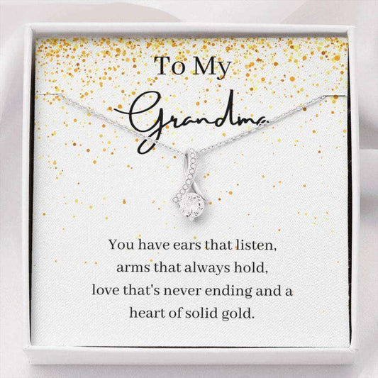 Grandmother Necklace, To My Grandma Necklace Gift, Heart Of Gold, Petit Ribbon Necklace Gifts for Grandmother Rakva